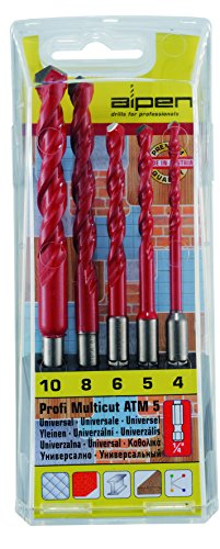 ALPEN HM-Universalbohrer Satz Profi-Multicut 1/4"Sechskantschaft 4-10 mm 5-tlg