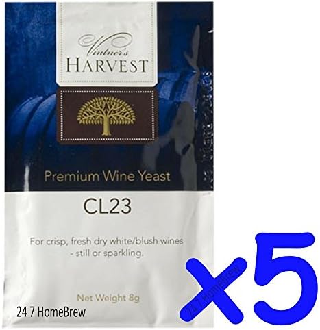 5x Vintner's Harvest Wine Yeast - CL23 8g treats 23L Dry White Blush Sparkling