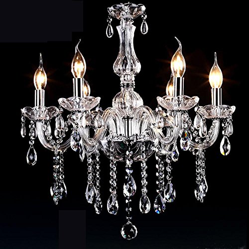 Preisvergleich Produktbild XXFFH® Kristall Kerze Kronleuchter Wohnzimmer Schlafzimmer Lichter Glas Led Zimmer Kronleuchter Saug Hängen Dual Use Lichter 6 Head Transparent