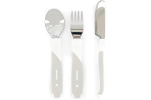 Twistshake Juego de Cubiertos de Aprendizaje para Bebés de Acero Inoxidable, con Tenedor, Cuchillo y Cuchara, Sin BPA, a Partir de 12 Meses, Blanco