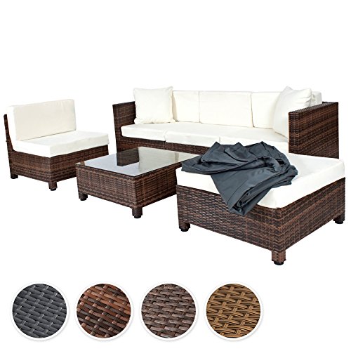 TecTake Conjunto muebles de Jardín en Poly Ratán Aluminio, Negro/Marrón mixed.