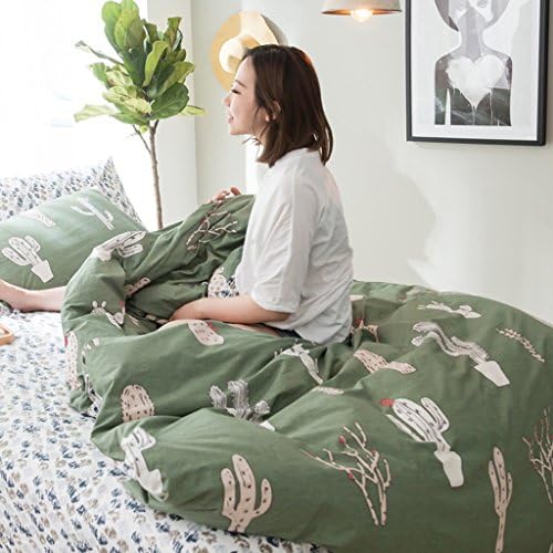 WYQLZ Green Cactus Pattern Cotton Quilt Cover Single Piece Child Student Home Modern Simplicity Quilt Cover ( Size : 120*150cm )
