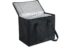 WSTELHH Insulated Delivery Bag, 41 x 33 x 26cm Hot or Cold Food Delivery Bag Reusable Grocery Bag Shopping Bag with Zippers for Camping, Party, Grocery Transport, Catering