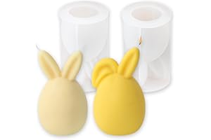 Quxvena 2 Stücke Ostern Kaninchen Silikonform, 3D Osterhase Kerzenformen Seifenform Silikon Backform Ohren Hase Mousse Kuchenform, Silikonform Ostern für Tortendeko, Schokolade, Seife, Ostergeschenke