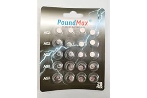 PoundMax 20 batterie alcaline a bottone AG3 LR41 da 1,5 V