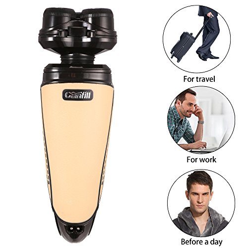 ACEVIVI Elektrischer Rasierer Rotationsrasierer Nass- und Trockenrasierer Herrenrasierer LED Display USB Kabel IPX 7 Wasserdicht mit Rasiererpinsel, Schwarz/Braun - 6