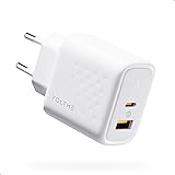 VOLTME Caricatore USB & USB C Doppio Porta 45W Bianco, GaN caricatore usb c 2-porte presa usb c doppia per iPhone 15/Pro, Mac