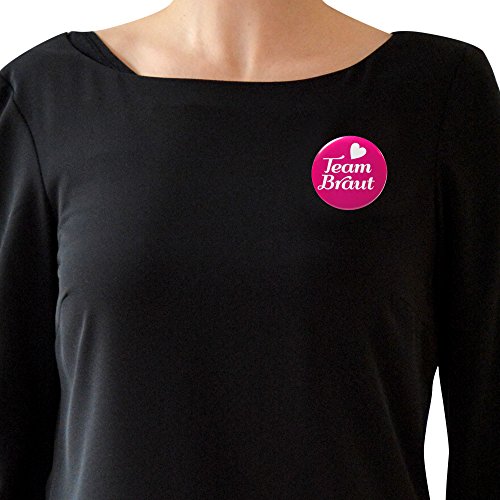 JGA Gruppenset Button pink Frau Wundervoll – Team Braut -Inhalt für 1 Braut und 6 Freundinnen- Junggesellinnenabschied / Hen Party / Anstecker / Brautschärpe - 5