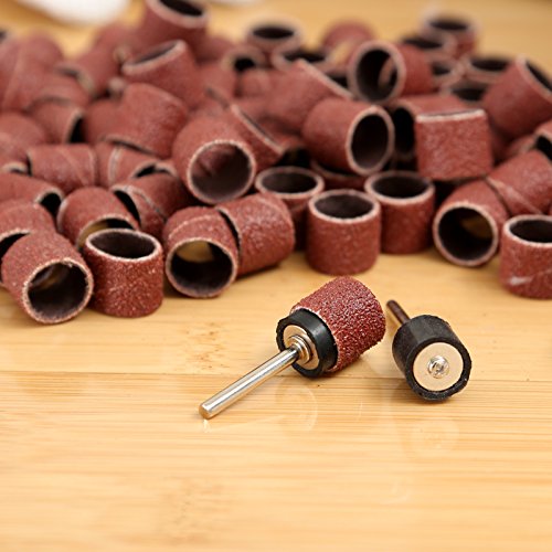 Dophee 100Pcs Schleifbänder 1/2(inch) 80 Grit Schleifhülsen Werkzeug mit 2 Mandrel - 4