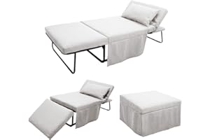 MarinelliGroup Pouf letto singolo con materasso 75X75X43 cm salvaspazio pieghevole camera cameretta soggiorno poggiapiedi tessuto Beny (Bianco)