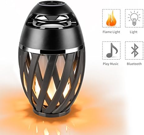 Portable Bluetooth Speaker Bedside Lamp, Flame Desk Table Lamp Wireless Speaker Music Night Light Atmosphere Lamp with Superior Bass and Sound for iPhone iPad Samsung Android Phones - Black