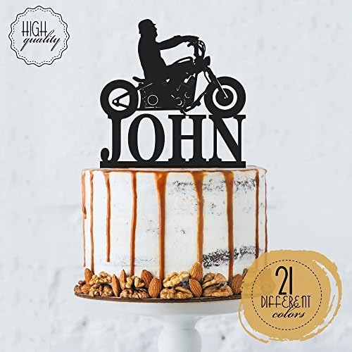 Biker Silhouette Chopper Motorcycle Personalised Cake Topper Birthday Cake Topper For Men Personalised HD Biker
