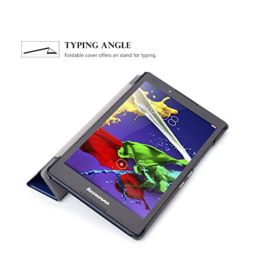Lenovo Tab3 8 / Tab 2 A8-50 Hülle – Ultra Dünn und Leicht PU Leder Schutzhülle mit Standfunktion für Lenovo Tab 3 8 (TB3-850F / TB3-850M) / Tab 2 A8-50 8,0 Zoll Tablet, Dunkelblau - 5