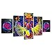 Produktbild Looyy Poster Modulare Leinwand Bild 5 Stücke Indische Tiere Farbe Elefant Malerei Dekor Wohnzimmer Wand Hd Druck Kunst Rahmen-20X35 20X45 20X55Cm