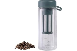 BBTISG Cold Brew Pitcher with Scale, 600ml Leakproof Cold Brew Bottle Portable Iced Coffee and Tea Infuser with Airtight Lid for Iced Tea, Coffee (Dark Green)