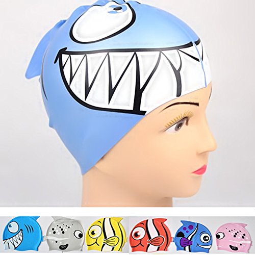 Preisvergleich Produktbild uxradg Kids Swim Hüte, Lustiges Design Silikon Badekappe Animal Fischform Gap