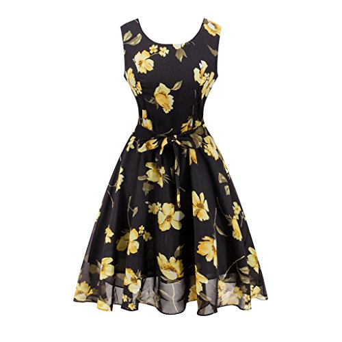 Preisvergleich Produktbild Elegant Kleider Frauen, ErGirls Damen A-Linie Ärmellos Chiffonkleid Brautjungfernkleid Partykleid Prinzessin Hochzeit Kleid Minikleid (44, Floral02)