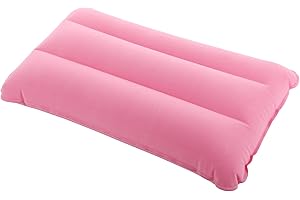Idocolors Almohadas de Camping Hinchables Rosa Flocada Almohada de Viaje Cojín de Aire Plegable para Acampada, Senderismo, Automóvil, Oficina, Avión