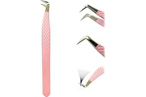 DGUSO Wimpernverlängerung Pinzette, Wimpernpinzette Wimpernverlängerung Rosa Edelstahl Pinzette Wimpernverlängerung, Professionelles Gebogene Wimpernpinzette(1 Stück Olecranon-Clip)