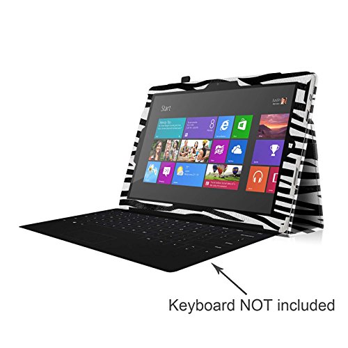 Fintie Microsoft Surface Pro 3 Hülle Case – Hochwertige Kunstleder Slim Fit Stand Tasche Schutzhülle Etui Cover mit Stylus-Halterung für Microsoft Surface Pro 3 12 Zoll Tablet, Zebra Schwarz - 2