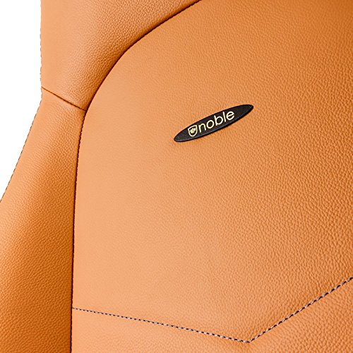 noblechairs ICON Gaming Chair - Cognac/Black/Gunmetal with Top Grain Leather, 2 Year Warranty, Up to 180KG Users, Perfect for an Executive Office Chair, Racing Seat Design