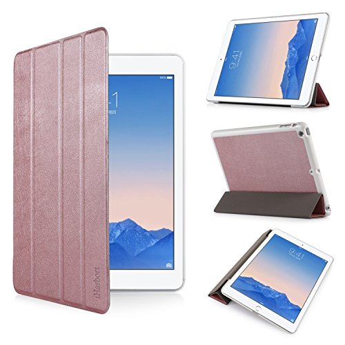 iHarbort® iPad Air Hülle - Premium PU Leder Tasche Hülle Etui Schutzhülle Ständer Smart Cover für iPad Air , mit Schlaf / Wach-up-Funktion,Roségold