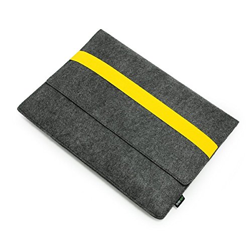 Lavievert Filz Laptoptasche , Handgefertigte Schutzhülle mit Gelbem Elastischem Band für 15 Zoll MacBook Pro / Pro Retina (15 Zoll, Gelb) - 5