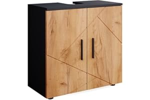 ‎VICCO Vicco Waschbeckenunterschrank Irma, Waschtischunterschrank, Anthrazit/Eiche, 60 x 59 cm