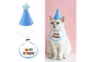 ROHOME Pet Gatto Cane Buon Compleanno Bandana Sciarpe e Cappello Da Partito Mini Doggy Cat Decorazione Festa di Compleanno Pet Compleanno Outfit Pet Costumi Accessori Cappelli Blu B
