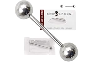 WARRIOR Piercing alla Lingua Sterile Barre Barbell Bilaciere in Titanio G23 Misura 14G(1.6mm) con Due Sfere Confezione Singolo Pezzo PTL-001