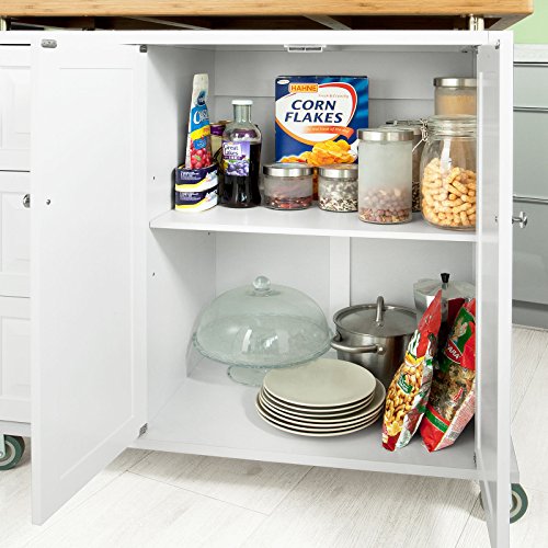 SoBuy® Neu Luxus-Küchenwagen, Arbeitsplatte aus hochwertigem Bambus,Kücheninsel,Küchenschrank,Servierwagen, Rollwagen, FKW30-WN - 5