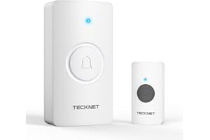 ‎TECKNET TECKNET Funkklingel, kabelloses Türklingel Batteriebetrieben, wasserdichte Türklingel Set mit 400M kabelloser Reichweite, 5 Lautstärkestufen und 60 Glockenspielen mit 4,5 Jahren Batterielebensdauer