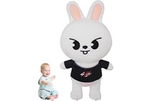 KreEzi Stray Kids Cute Plush Doll, Hase Plüsch, Weißer Hase Soft Plushie, Stray Kuscheltier, Stuffed Pillow Cushion, Stray Welpe Plush Toy, Cartoon Soft Toy für Kinder Jungen und Mädchen Fans.
