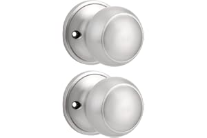 Probrico Brushed Nickel Dummy Door Knobs, Round Dummy Knobs on Rose, Stainless Steel Interior Door Knobs, 2 Pack