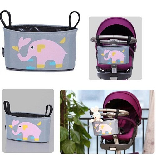 Homgaty Baby Pram Stroller Hanging Bag Multi Functions Organizer Storage Bag (Elephant Pattern)