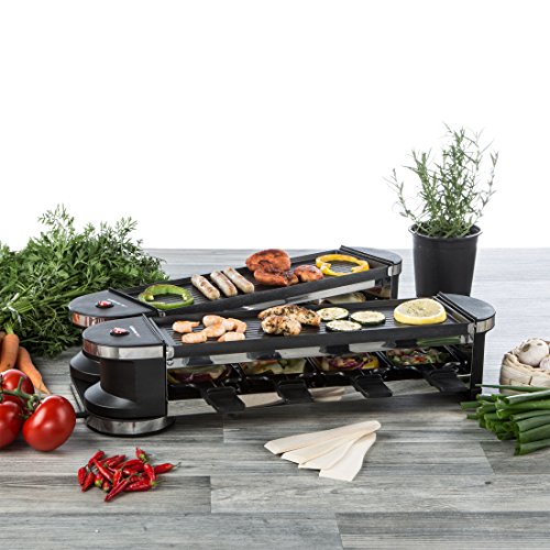 Ultratec Raclette RG1200, Duo 4 Gelenkgrill, Raclette-Grill für bis zu 8 Personen, 1200 W - 3