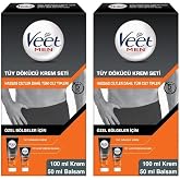 Veet Men &Ouml;zel B&ouml;lgeler İ&ccedil;in Krem &amp; Balsam T&uuml;y D&ouml;k&uuml;c&uuml; Krem Seti 100 + 50 ml (2 paketi)