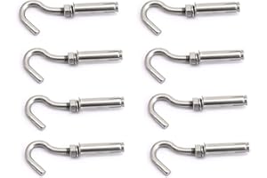 8 tornillos de expansión Nuzamas M6 de acero inoxidable 304 con gancho abierto, para pared, mampostería, hormigón, expansión, de alto rendimiento