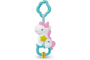 Clementoni Baby Magico Unicorno, Sonaglio Neonato 3+ Mesi, Gioco Prima Infanzia Interattivo con Anelli Mobili e Un Pulsante con Melodie ed Effetti Sonori, Stimola Lo Sviluppo Multisensoriale, 17333