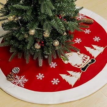 Gonna Per Albero Di Natale 78cm - Tappetino Base Con Renne, Feltro, Decorazione Natalizia, Velcro - Foto 8