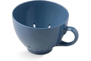 Zeal Berry Colander Cup, Small Hand-held Cup Shape Melamine Strainer/Sieve, for Washing & Draining Fruits, and Berries (10cm) - Provence Blue