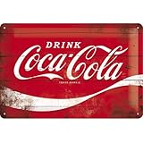 Nostalgic-Art Retro Blechschild, Coca-Cola – Logo Red Wave – Geschenk-Idee für Coke-Fans, aus Metall, Vintage-Design zur Deko