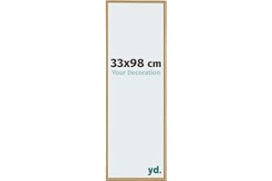 YD. Your Decoration - Cadre photo 33x98 cm - Hêtre Clair - Cadre Photo en Plastique Avec Verre acrylique - Anti-Reflet - Cadre 33x98 - Evry