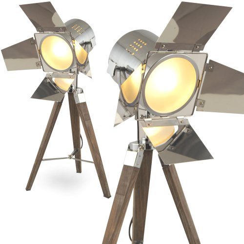 Preisvergleich Produktbild MOJO® Stehleuchte Tischleuchte Tripod Stehlampe Tischlampe Dreifuss Urban Industrial Design Sel-l38 (Braun, Tischleuchte mit Klappen)