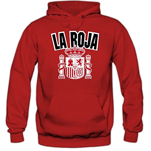 Spanien EM 2016 #4 Kapuzenpullover | Fußball | Herren | Trikot | España | La Furia Roja | Nationalmannschaft, Farbe:Rot (Red F421);Größe:XL