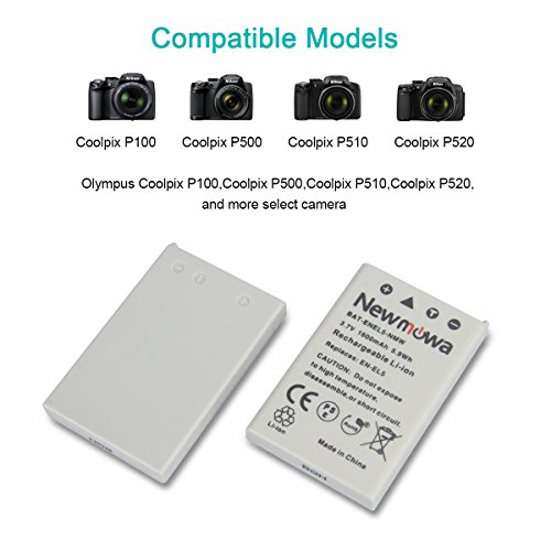 Newmowa Batterie EN-EL5  2  et Chargeur Micro USB Portable Kit pour Nikon Coolpix P530  P520  P510  P100  P500  P5100  P5000  P6000  P90  P80