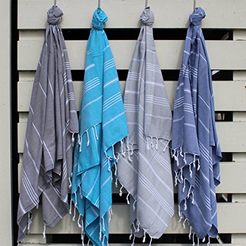 ANATURE Playa Hamamtuch - Light Grey - 100% Baumwolle – OEKO-TEX Standard 100 Certificat - Prewashed – super sanft – direkte Nutzung – Hamamtuch – Badetuch – Handtuch Backpacker – Strandtuch – Saunatuch – Babytuch – Turkish Towel – Pestemal – Fouta (Light Grey)