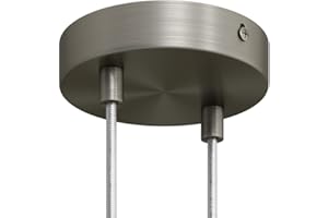 creative cables - Kit rosone cilindrico in Metallo a 2 Fori - Cilindrico, Titanio Satinato