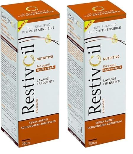 RestivOil Shampoo Fisiologico Nutriente per Capelli, Olio Fisiologico con Azione Idratante Protettiva e Riparatrice, per Capelli Secchi e Opachi, 250 ml (Confezione da 2)