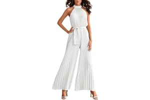 Odizli Damen Elegant Sexy Ärmellos Neckholder Sommer Overall Festlich Hochzeit Lang Jumpsuit